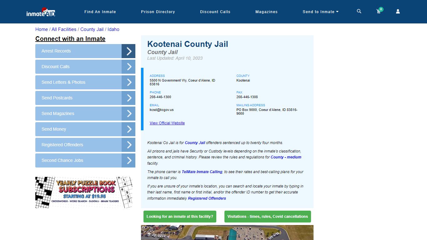Kootenai County Jail - Inmate Locator - Coeur d'Alene, ID